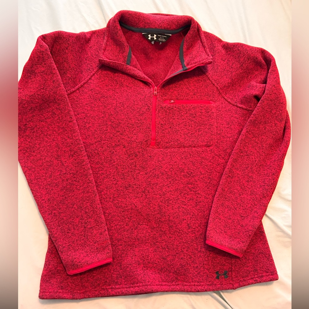 WOMENS SIZE L UNDER ARMOR COLD GEAR DEEP PINK QUARTER ZIP